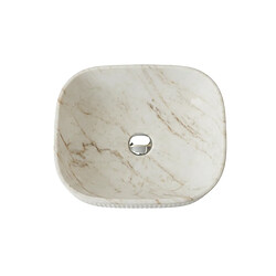 OTITEC Vasque à poser ovale – 47 x 33 cm – Marbre mat rainurée – MARVEO