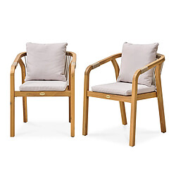 Paris Prix Lot de 2 Fauteuils de Jardin Serena 75cm Naturel