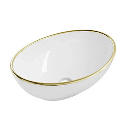 OTITEC Vasque à poser arrondie – 40 x 33 cm – Blanc brillant liseré or – VERA