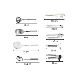 Avis Fackelmann Ovale Ensemble ustensiles inox 9 pièces gris poignée ovale