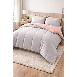 Mortreux Couette Bicolore Gris clair / Rose - Légère - 220x240 - 14032-4
