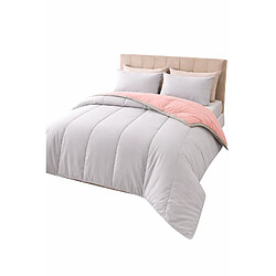 Mortreux Couette Bicolore Gris clair / Rose - Légère - 220x240 - 14032-4