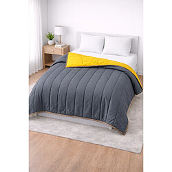 Mortreux Couette Bicolore Gris foncé / Moutarde - Légère - 220x240 - 14032-5