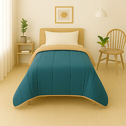 Mortreux Couette Sable/Bleu canard - Légère - 1 personne - 140x200 - 13241-6