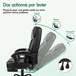 ALFORDSON Fauteuil de bureau avec coussin lombaire XL, revêtement en cuir PU noir
