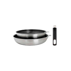 Set 2 poêles inox 24/28cm inox + poignée - 5189005 - COSY&TRENDY
