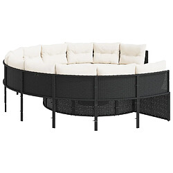 Acheter vidaXL Canapé de jardin avec coussins rond noir résine tressée