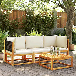 Avis vidaXL Canapé d'angle de jardin avec coussins en bois d'acacia et rotin