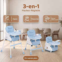 Chaise haute Twinky® – Ensemble poussette 2 en 1 – Bleu – Chaise de salle à manger pliante, poussette et chaise haute pour table – Chaise haute pas cher
