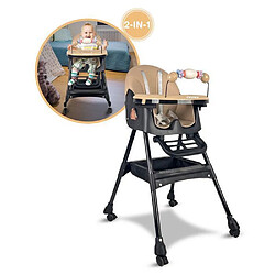 Twinky Chaise Haute Pour Bébé Avec Fonction Inclinable Et Tablette (Noir Et Beige)