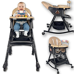 Twinky Chaise Haute Pour Bébé Avec Fonction Inclinable Et Tablette (Noir Et Beige)