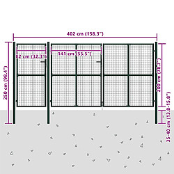 vidaXL Portail de jardin en acier vert 400 x 200 cm pas cher