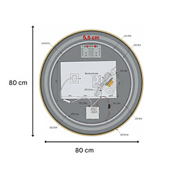 Acheter OTITEC Miroir LED rond - 80 x 80 cm - Éclairage LED rétroéclairé - AURELIA