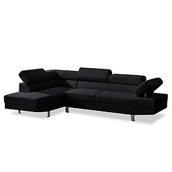 Avis INTENSE DECO Canapé d'angle gauche avec têtières relevables Palerme velours côtelé noir