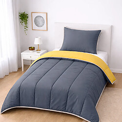 Mortreux Couette Gris anthracite / Moutarde - Légère - 1 personne - 13220-7