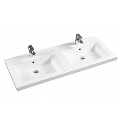 OTITEC Double vasque à encastrer rectangulaire - 120 x 46 cm - Blanc brillant - LIVO