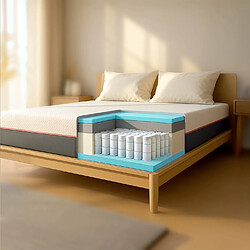 The White Stone Matelas 160x200 en Mousse à Mémoire Breeze et Ressorts Ensachés, Hauteur 3