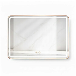 OTITEC Miroir LED rectangulaire - 80 x 60 cm - Double éclairage LED - Or Rose - VALORIA