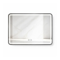 OTITEC Miroir LED rectangulaire - 80 x 60 cm - Double éclairage LED - Noir - VALORIA