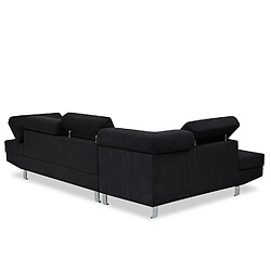 Acheter INTENSE DECO Canapé d'angle gauche avec têtières relevables Palerme velours côtelé noir