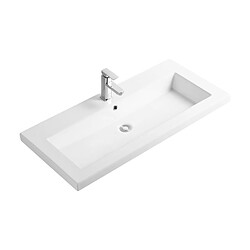 OTITEC Vasque à encastrer rectangulaire - 100 x 46 cm - Blanc brillant - LIVO