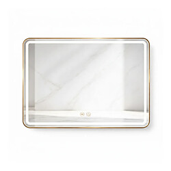 OTITEC Miroir LED rectangulaire - 80 x 60 cm - Double éclairage LED - Or - VALORIA