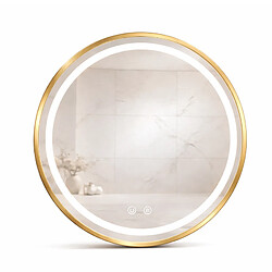 OTITEC Miroir LED rond - 60 x 60 cm - Double éclairage LED façade et arrière - Or - CÉLINA
