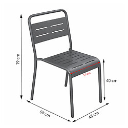 Avis Concept Usine Lot de 6 chaises de jardin empilables gris foncé BERGAME