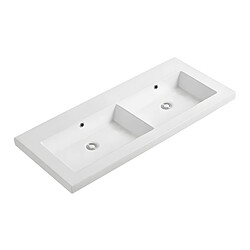 OTITEC Double vasque à encastrer rectangulaire - 120 x 46 cm - Blanc brillant - LIVO