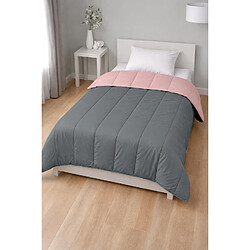 Mortreux Couette Bicolore Gris anthracite/Rose pâle - Tempérée 140x200 - 12979-6