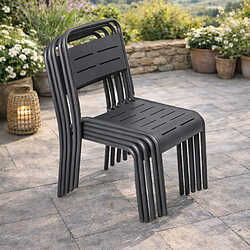 Concept Usine Lot de 6 chaises de jardin empilables gris foncé BERGAME pas cher