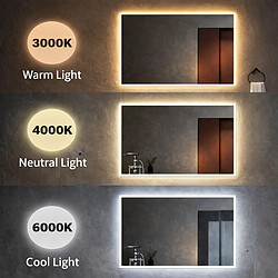 Avis OTITEC Miroir LED rectangulaire - 50 x 70 cm - Éclairage LED en façade - NÉRIA