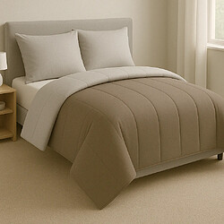 Mortreux Couette Taupe/Gris Clair - Mi-saison - 2 personnes - 12977-10