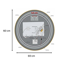 Acheter OTITEC Miroir LED rond - 60 x 60 cm - Éclairage LED rétroéclairé - AURELIA