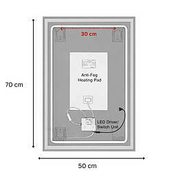 OTITEC Miroir LED rectangulaire - 50 x 70 cm - Éclairage LED en façade - NÉRIA pas cher