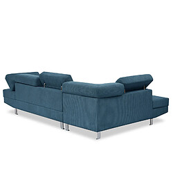 Acheter INTENSE DECO Canapé d'angle gauche avec têtières relevables Palerme velours côtelé bleu