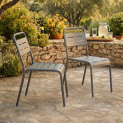 Concept Usine Lot de 2 chaises de jardin empilables gris foncé BERGAME pas cher