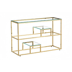 Homy France Console métal gold plateau transparent 120x40x78 cm ROMY