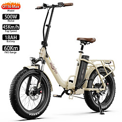 Vélo électrique Onesport OT16 Max 20" Motuer 500W 48V 18AH Beige