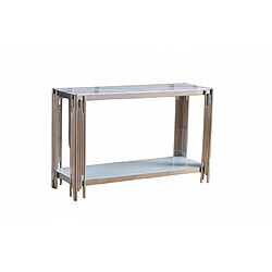 Homy France Console chrome verre marbré blanc 120x40x78 cm FLUTE