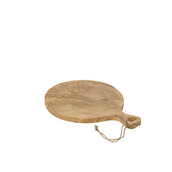 J-Line Planche à découper rond cœur en bois marron 40x30x2.5 cm