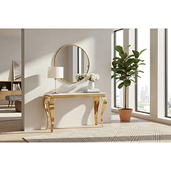 Homy France Console gold verre marbré blanc 110x50x85 cm BAROQUE