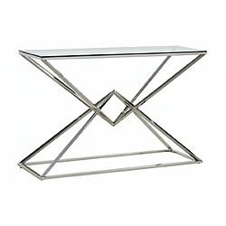 Homy France Console chrome verre trempé transparent 120x40x78 cm PYRAMID 