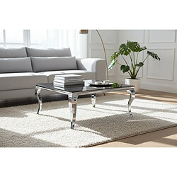 Homy France Table Basse Carrée Chrome Verre Noir 100x100x45 cm BAROQUE