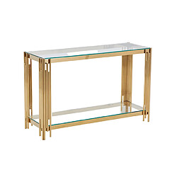 Homy France Console gold verre trempé transparent 120x40x78 cm FLUTE