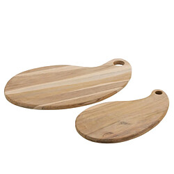 J-Line Planche à découper ovale en teck naturel L45cm