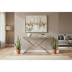 Acheter Homy France Console chrome verre trempé transparent 120x40x78 cm PYRAMID