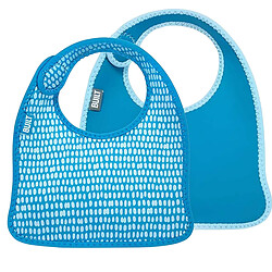 Built Lot de 2 Bavoirs Bébé en Néoprène Motif Pois avec Fermeture à Scratch Bleu