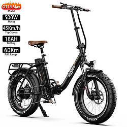 Vélo électrique Onesport OT16 Max Moteur 500W 20"x4.0" Couple 45 Nm Noir