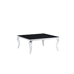 Homy France Table Basse Carrée Chrome Verre Noir 100x100x45 cm BAROQUE